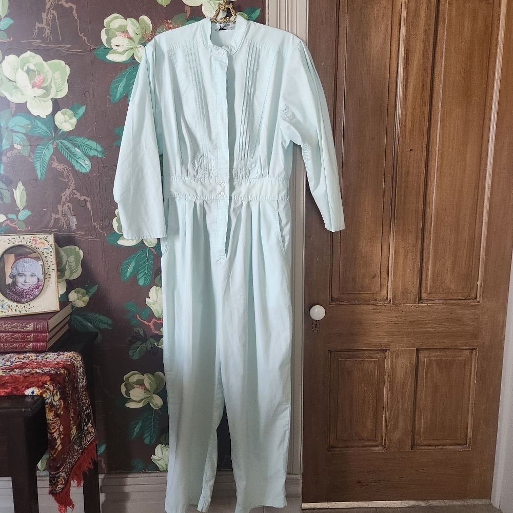 Sunshine Starshine Vintage Mint Green Long Sleeve Jumpsuit – Women’s Medium
